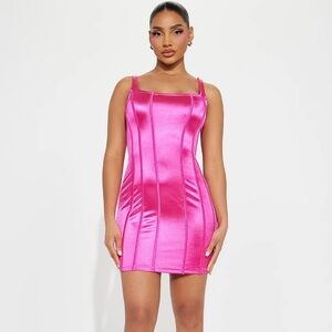 Metallic pink mini dress